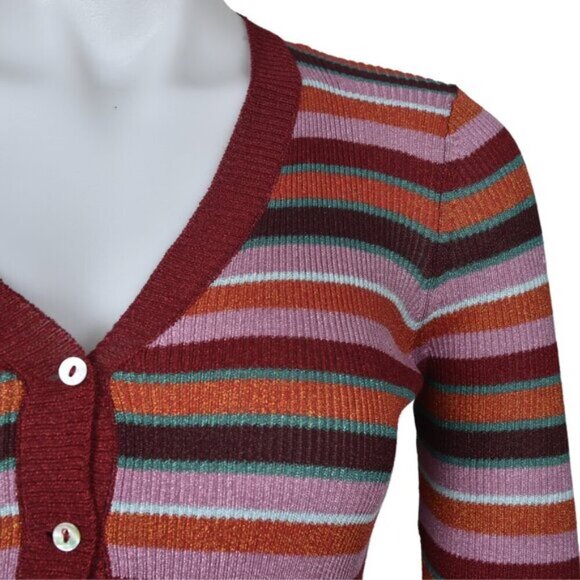 Zara Cardigan Striped Shimmery Thread Knit Special Edition Size Small - Picture 6 of 13